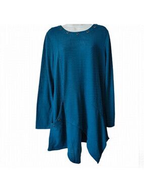 DOMANI Cotton Blend 3/4 Sleeve  Crew Neck Tunic Top Size Large NWT